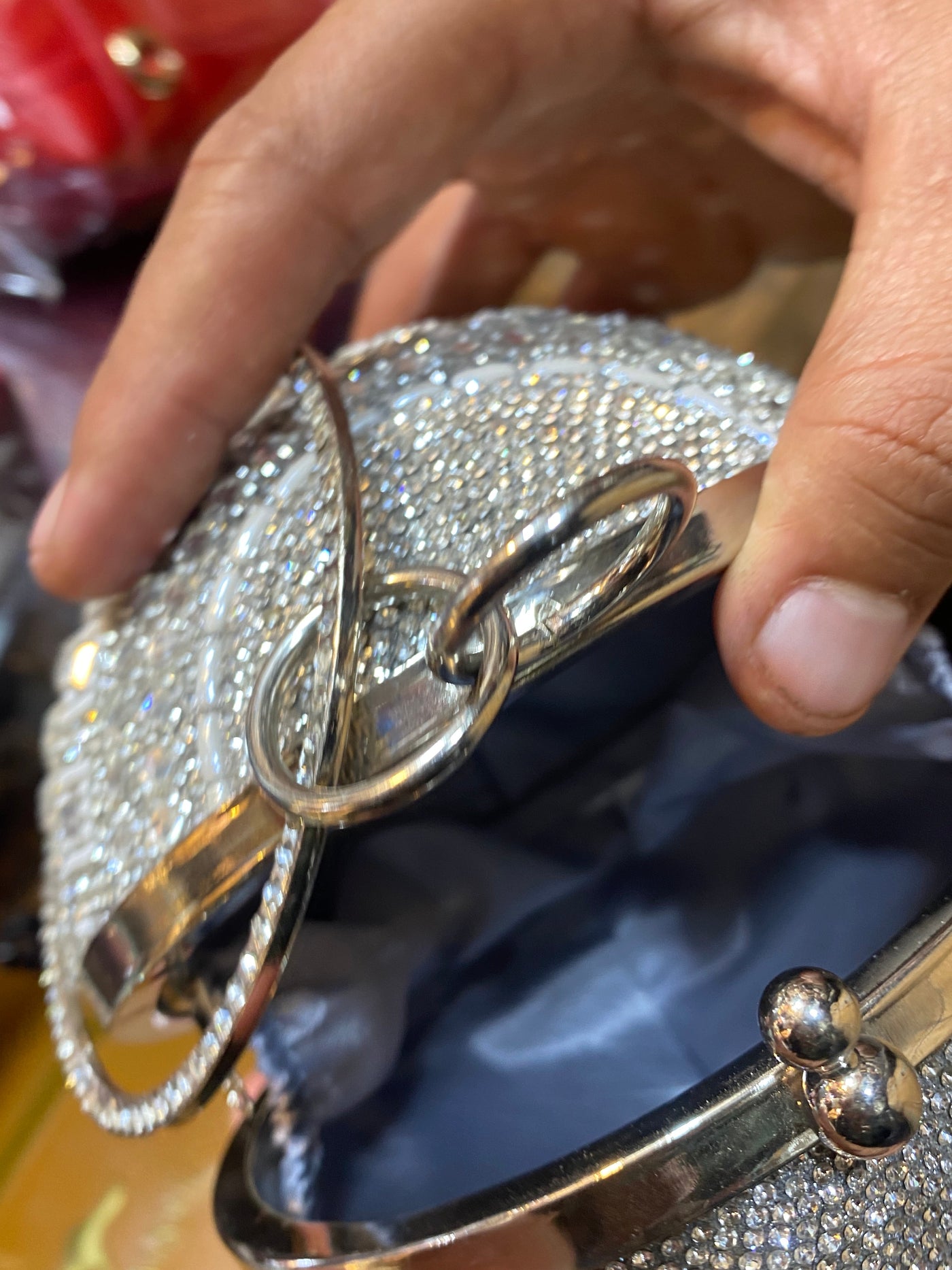 Bling Shiny Ball Circular Bag Glitter Rhinestones Diamond Evening Bag Women's Handbag Wedding Party Clutch Purse Crossbody Bag