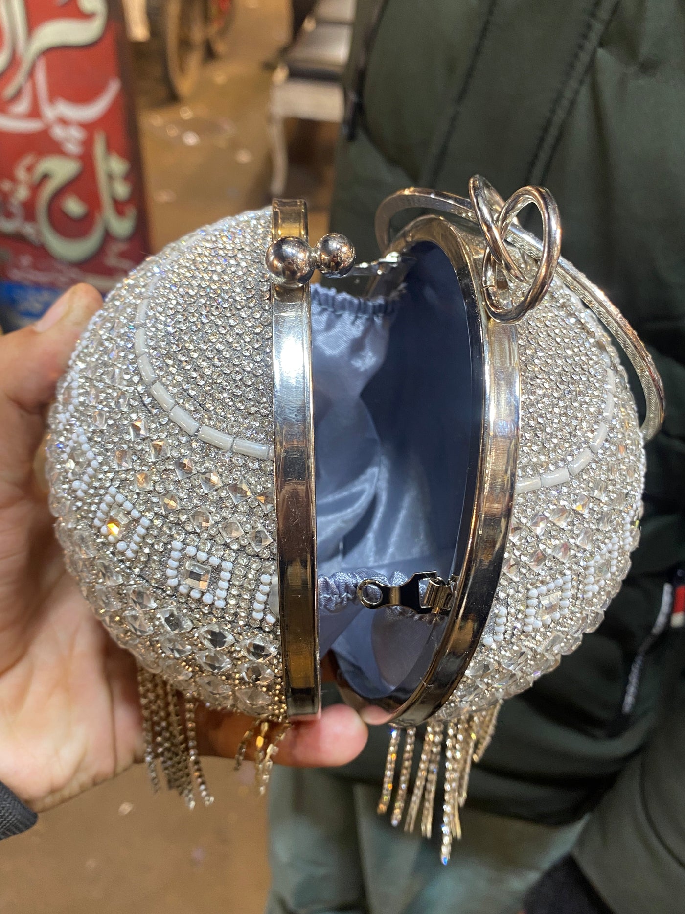Bling Shiny Ball Circular Bag Glitter Rhinestones Diamond Evening Bag Women's Handbag Wedding Party Clutch Purse Crossbody Bag
